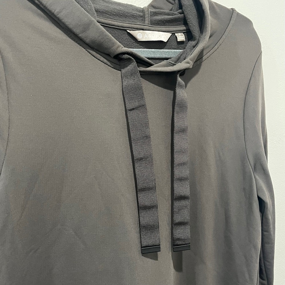 Athleta Surrey Hills Sweatshirt Dress Dark Olive‎ Green Long Sleeve Pocket Small - Picture 5 of 7